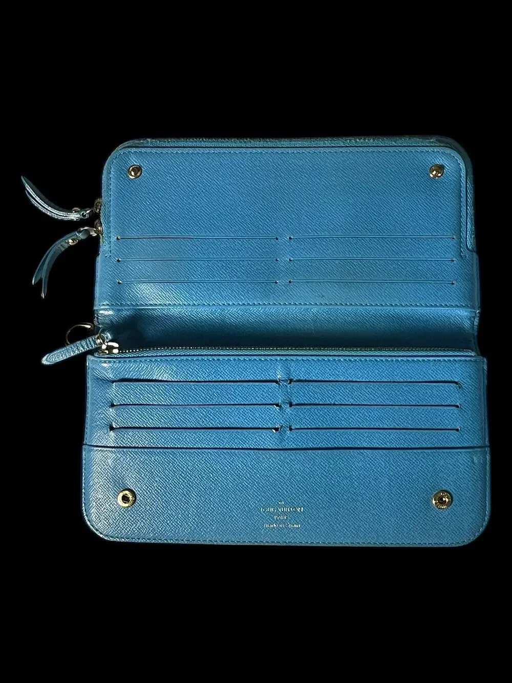 Rare Authentic Louis Vuitton Sky Blue Brown Monogram Insolite Luxury Wallet COA